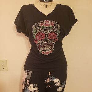 Torrid Full Length Skull Flowered Leggings